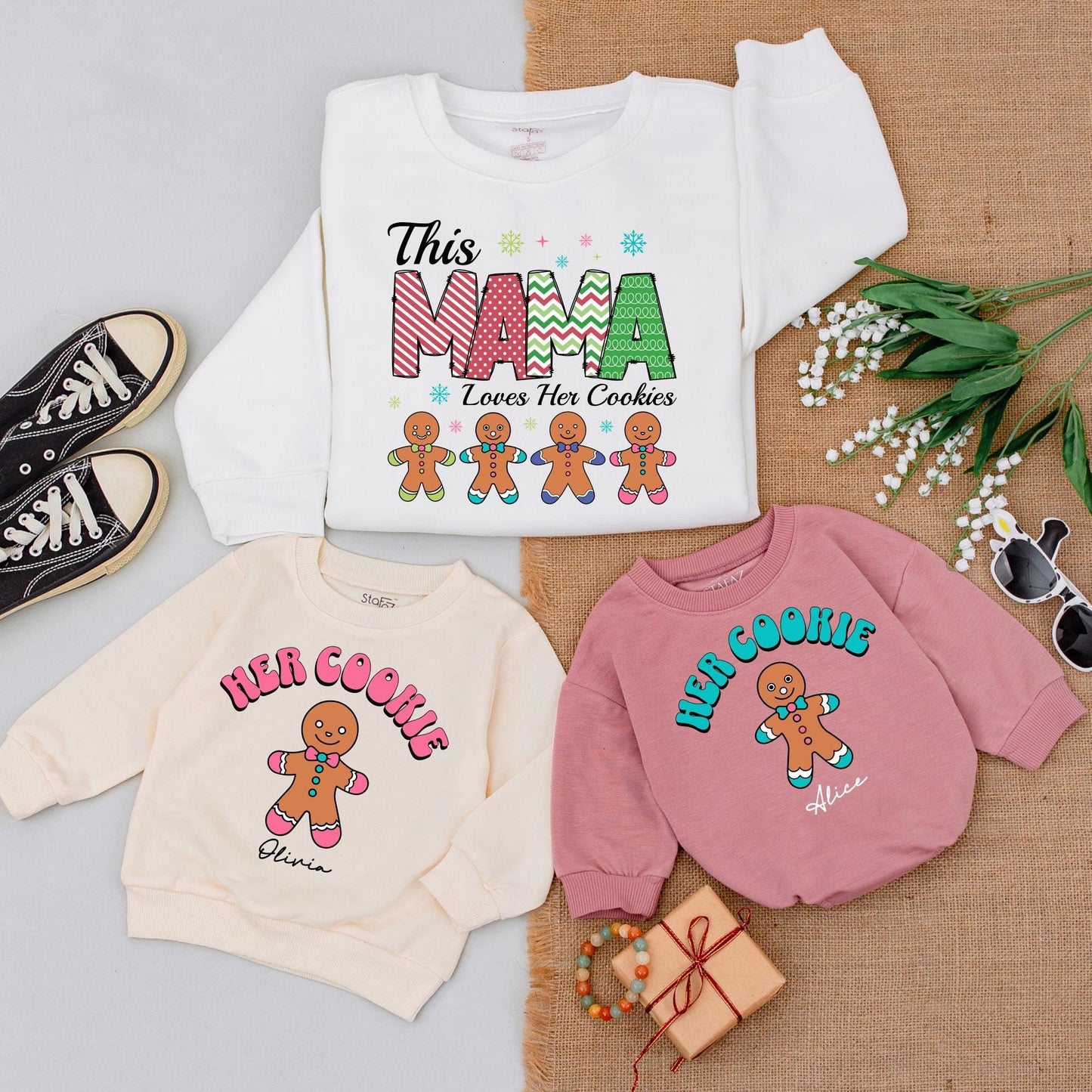 Personalized Family Xmas Sweatshirt: Mama Loves Her Gingerbread Cookies