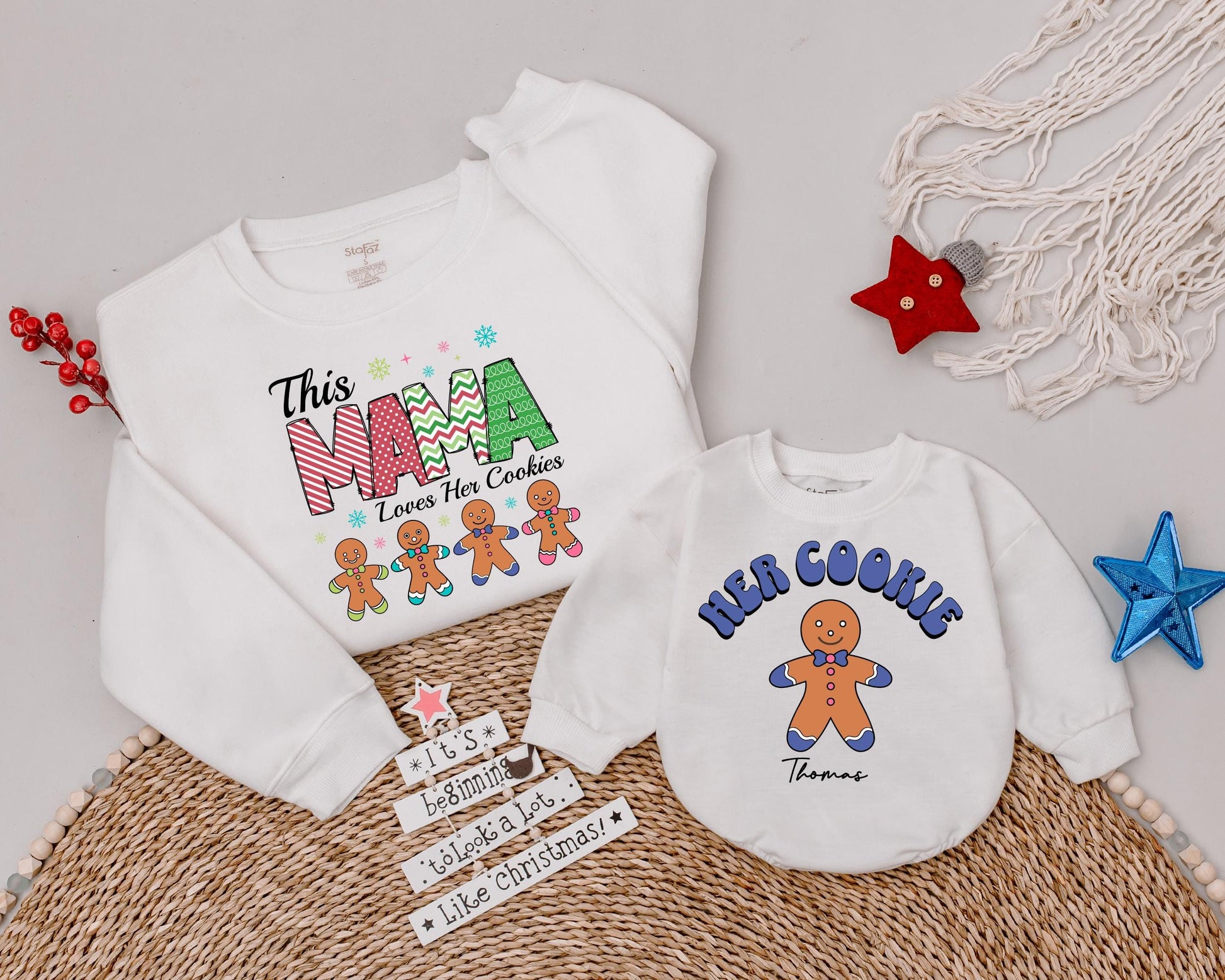 Personalized Family Xmas Sweatshirt: Mama Loves Her Gingerbread Cookies