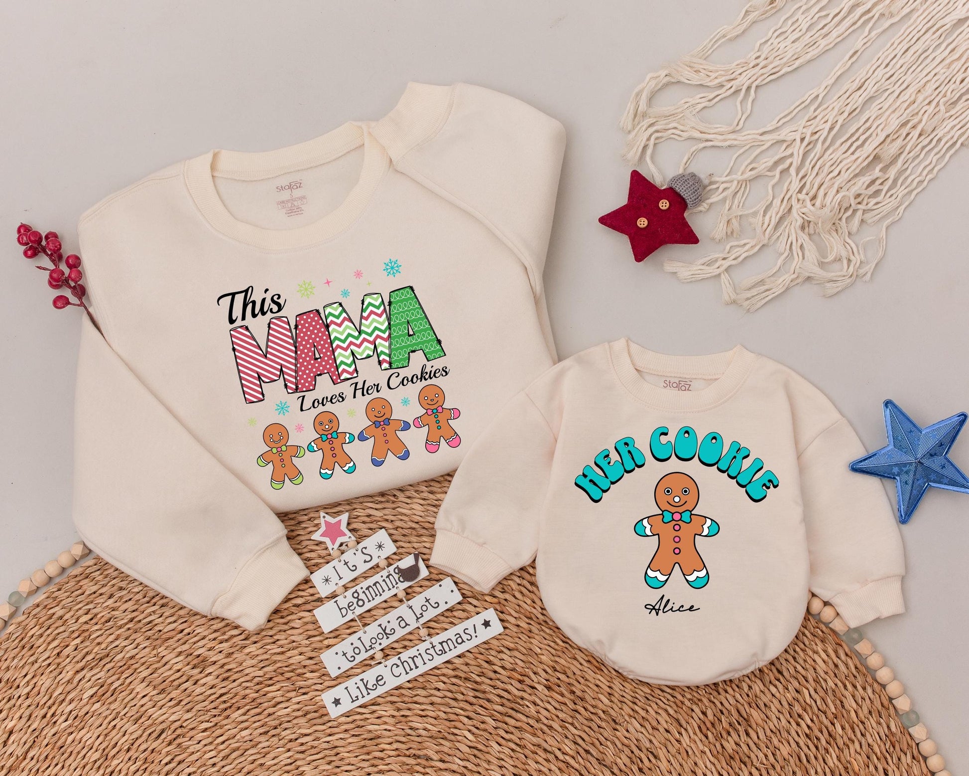 Personalized Family Xmas Sweatshirt: Mama Loves Her Gingerbread Cookies