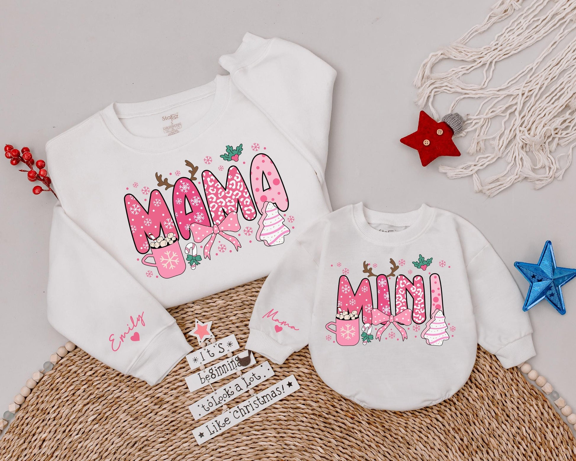 Cozy Christmas Pink Coquette Tees: Mama and Mini Matching Gift