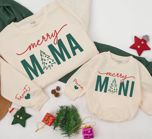 Matching Mom and Baby Christmas Outfit, Personalized Sweaters Set