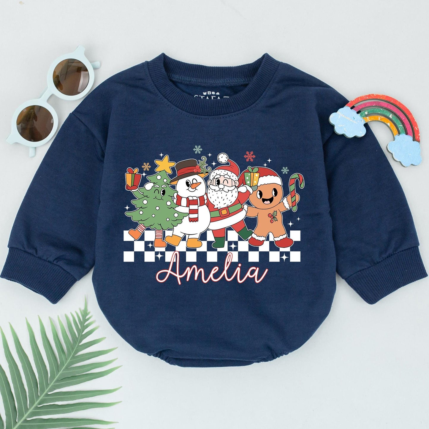 Custom Name Baby Romper: 1st Christmas, Newborn Gift, Unisex Outfit