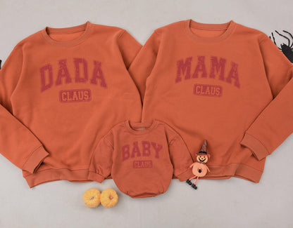 Retro Christmas Family Matching Outfits: Mama, Papa, Mini Claus Set