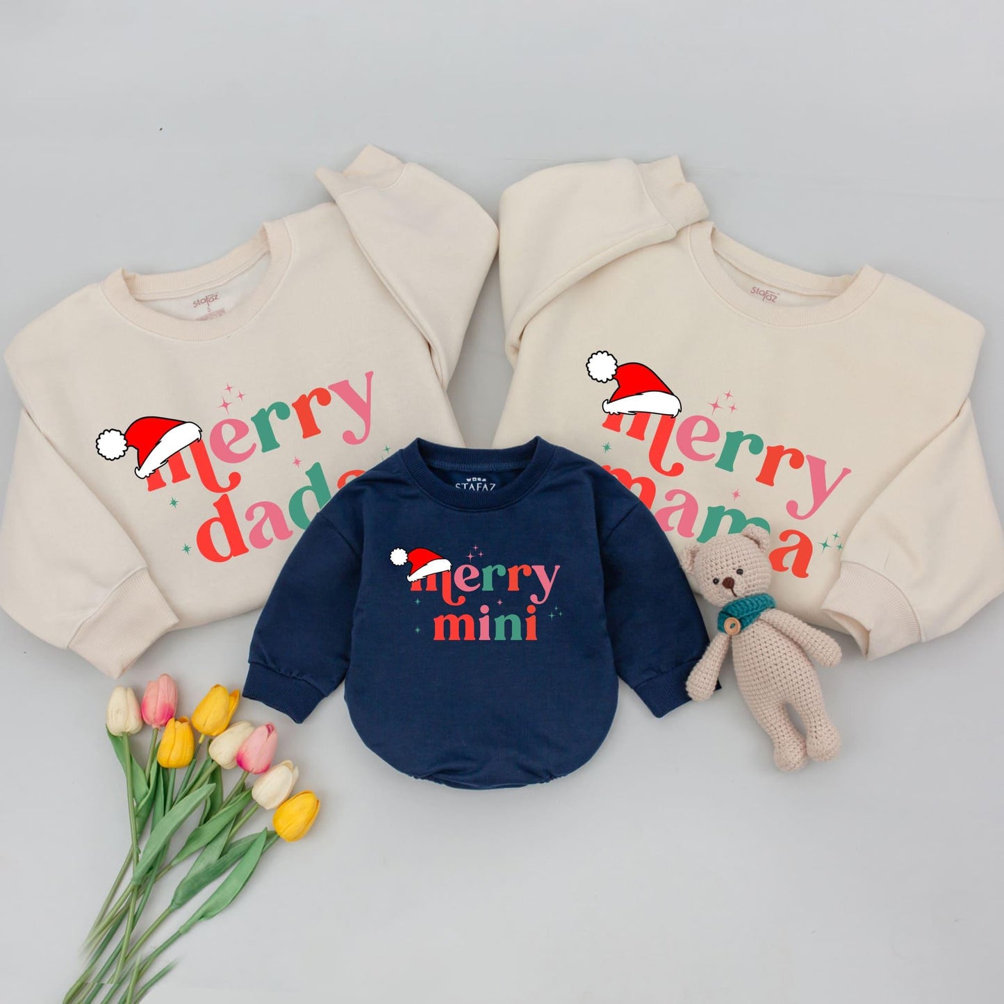 Matching Family Christmas Sweaters: Merry Mama and Mini Outfit Set