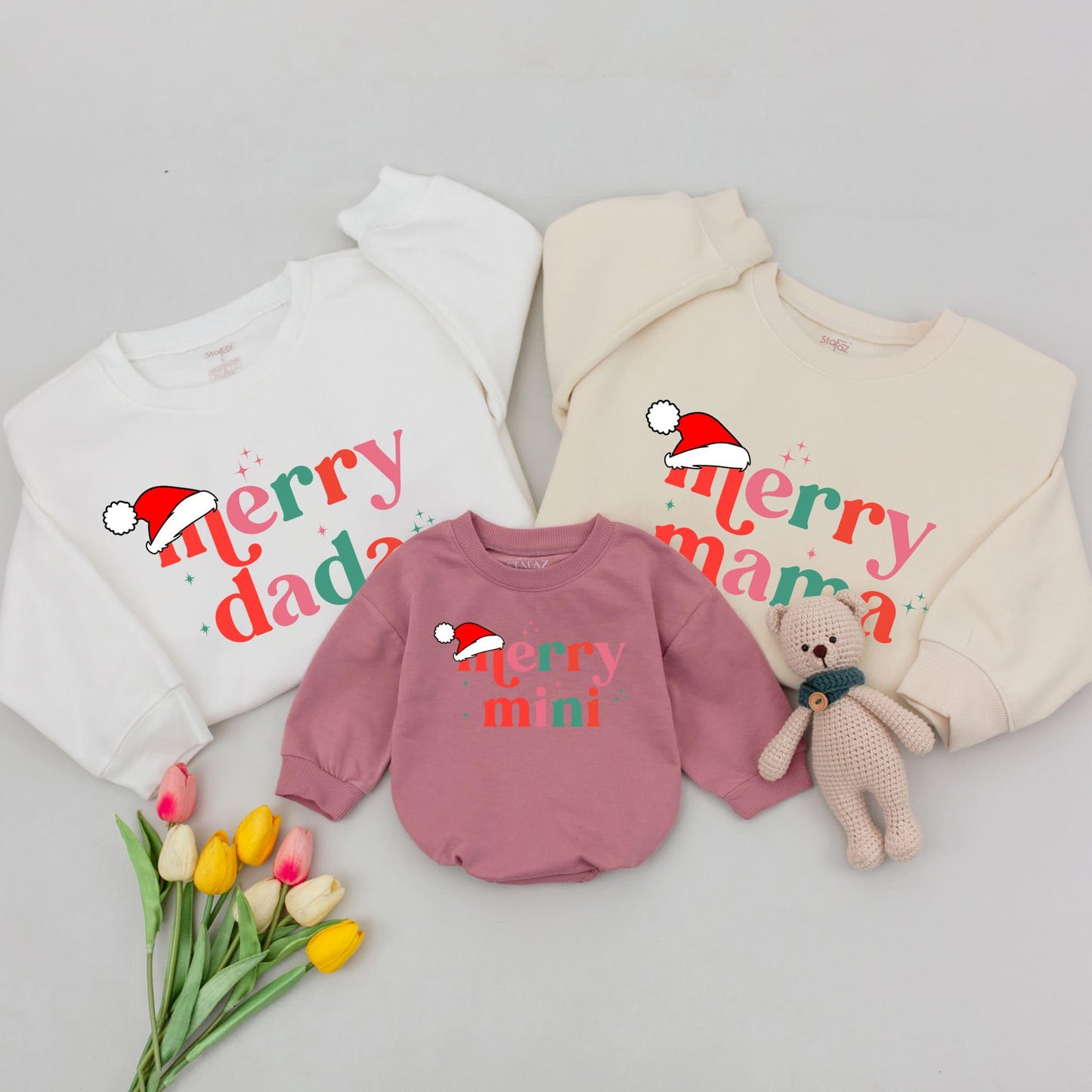 Matching Family Christmas Sweaters: Merry Mama and Mini Outfit Set