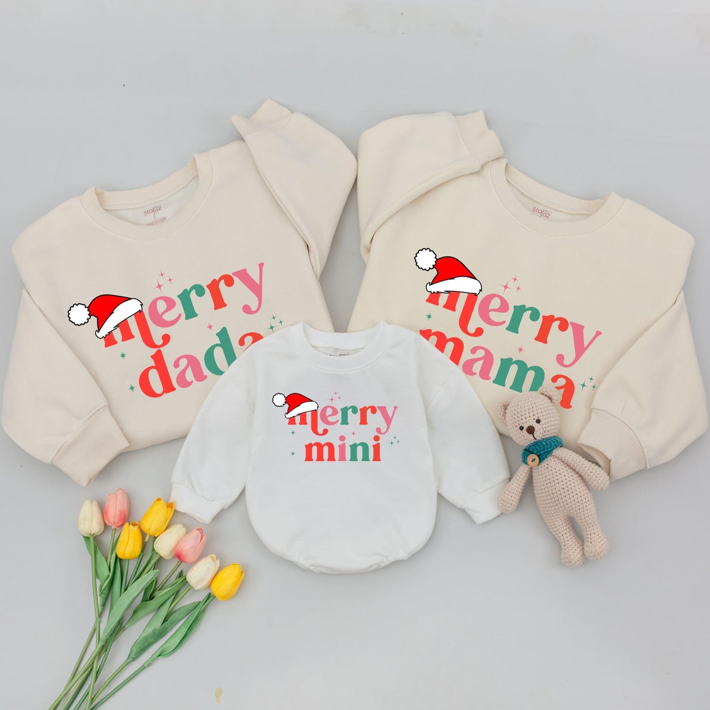 Matching Family Christmas Sweaters: Merry Mama and Mini Outfit Set