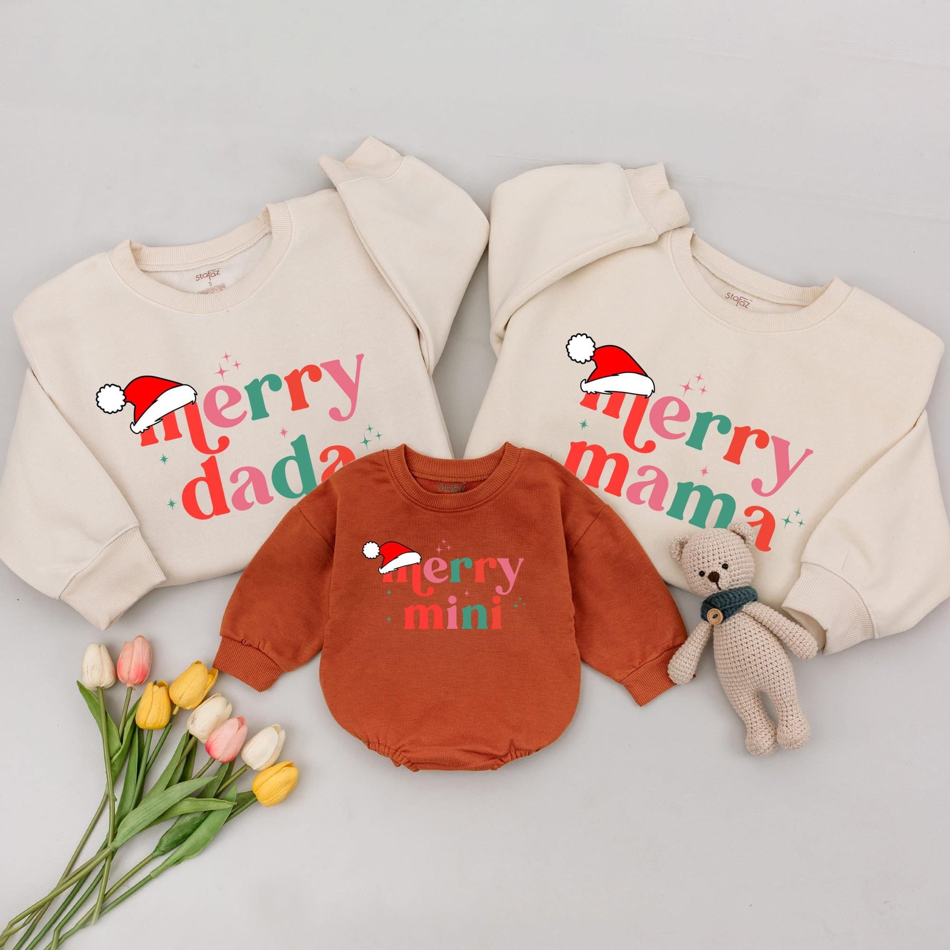 Matching Family Christmas Sweaters: Merry Mama and Mini Outfit Set