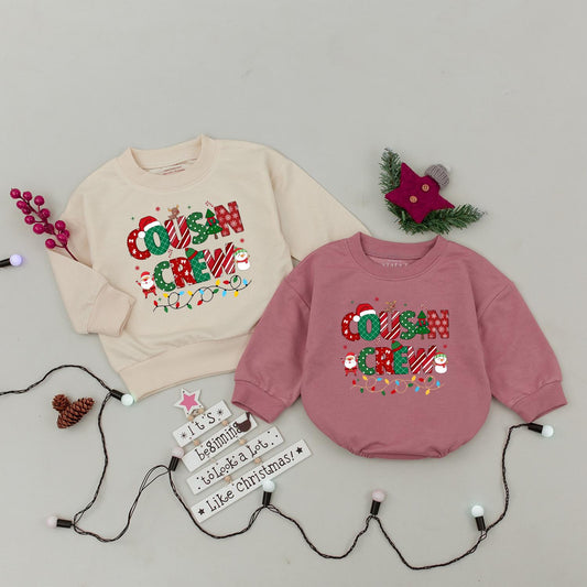 Cousin Crew Christmas Sweatshirt Festive Reindeer Snowflake Lights Matching Family Xmas Trendy Baby Toddler Holiday Gift
