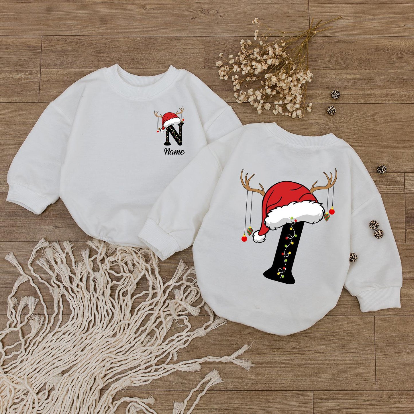 Personalized Xmas Baby Romper & Matching Family Outfit Set