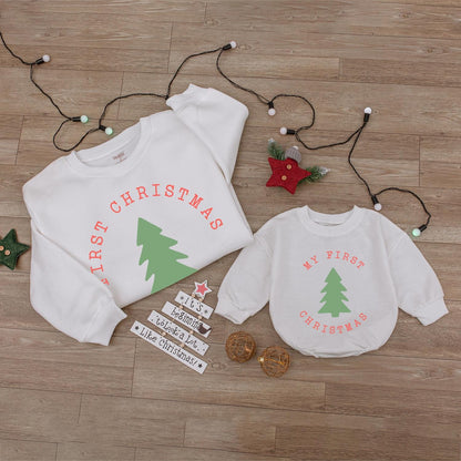 First Christmas Family Sweatshirt Set | Mommy Daddy Baby Xmas Outfit