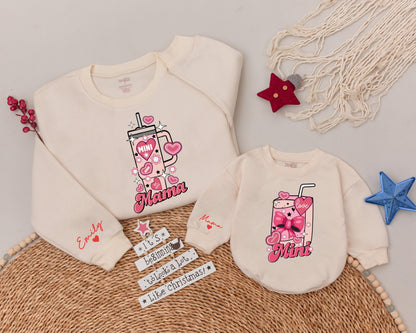 Mama and Mini Valentine’s Coffee Shirt Set – Retro Mom & Daughter Tee