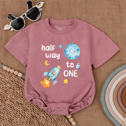 Space-Themed 1/2 Birthday Romper: Unisex Baby Bodysuit Gift