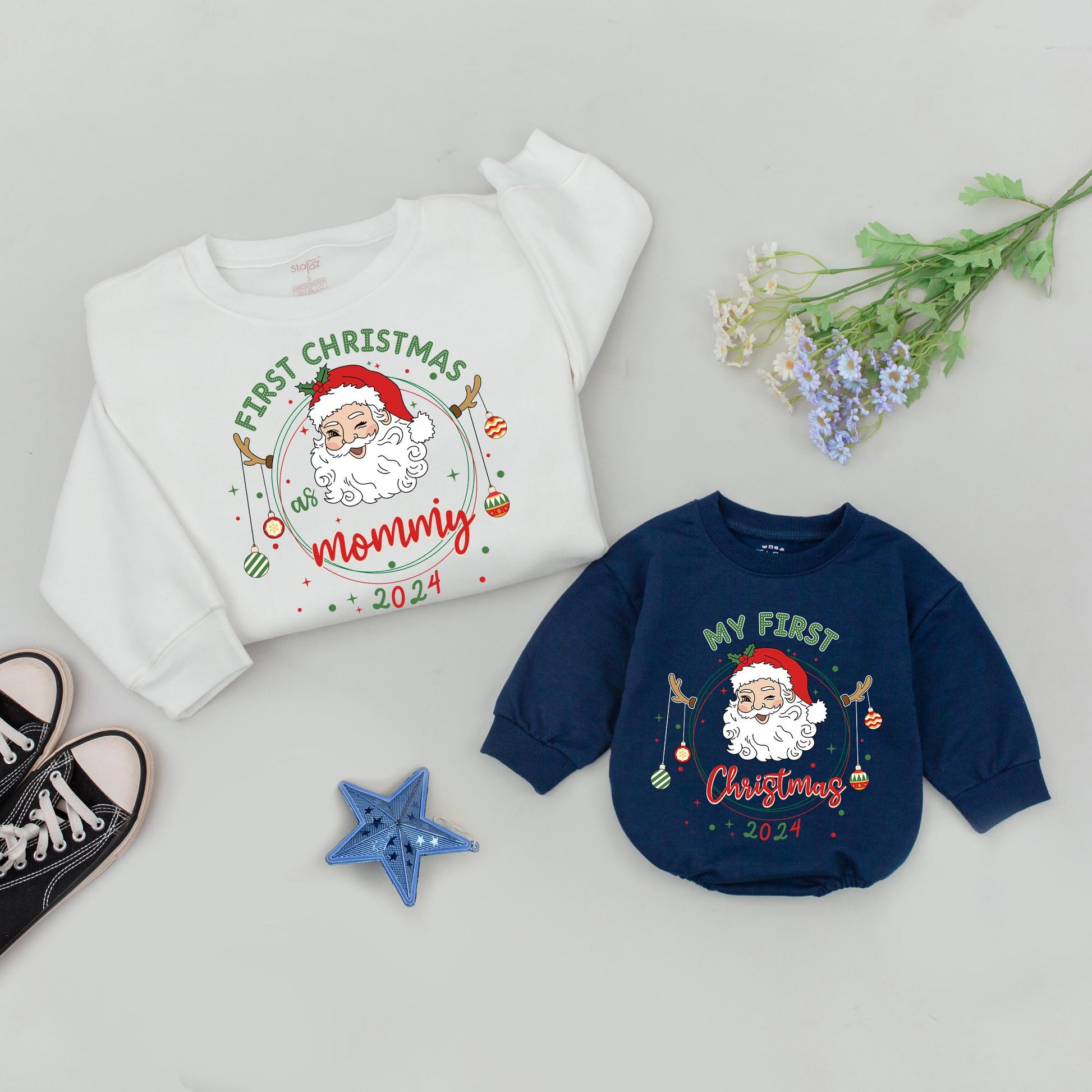 Matching Family Christmas Sweatshirt Set: Mommy & Me Holiday Outfit  