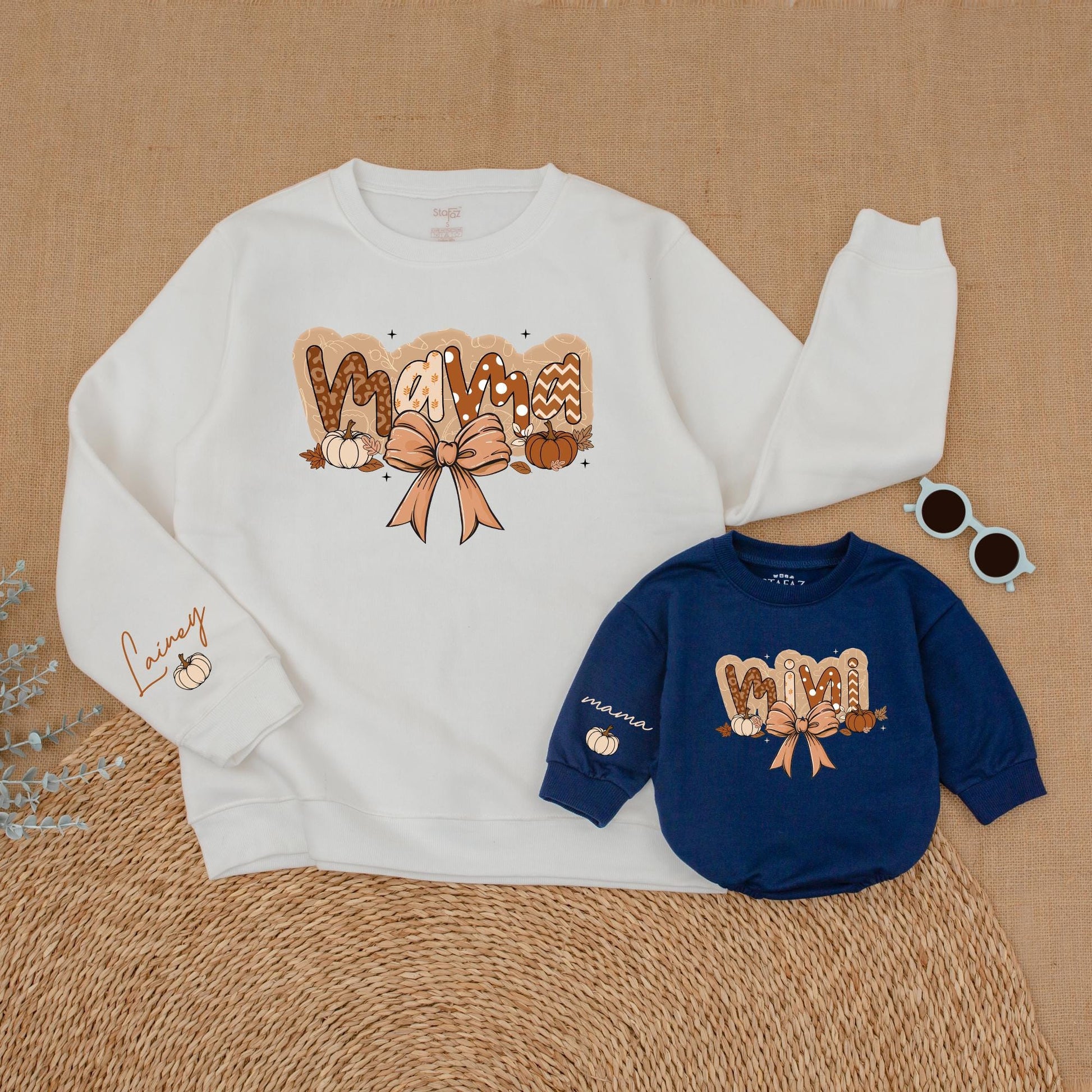 Mama and Mini Pumpkin Sweatshirt Set: Thanksgiving Mommy and Me Gift