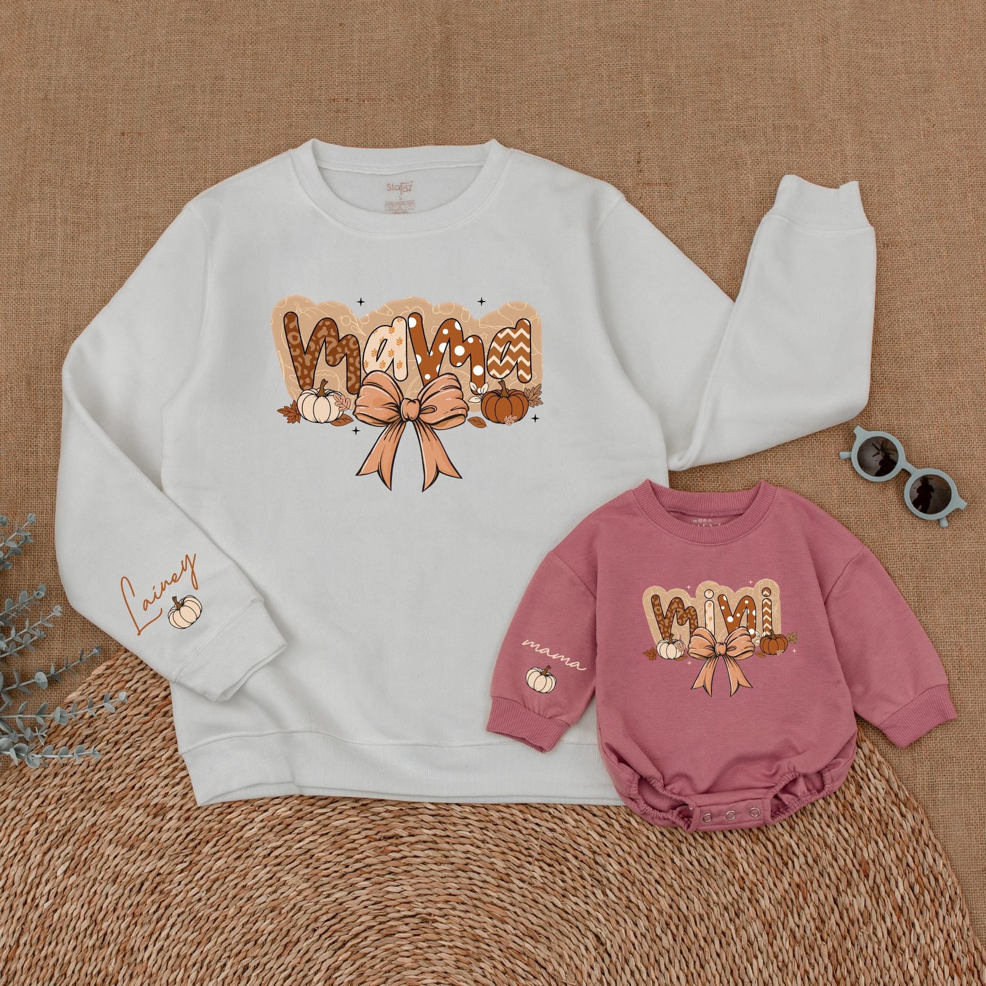 Mama and Mini Pumpkin Sweatshirt Set: Thanksgiving Mommy and Me Gift