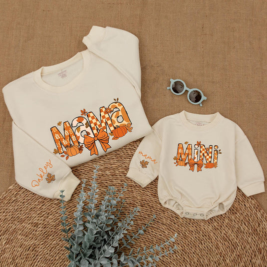 Mama & Mini Pumpkin Sweaters: Matching Thanksgiving Outfits for Family