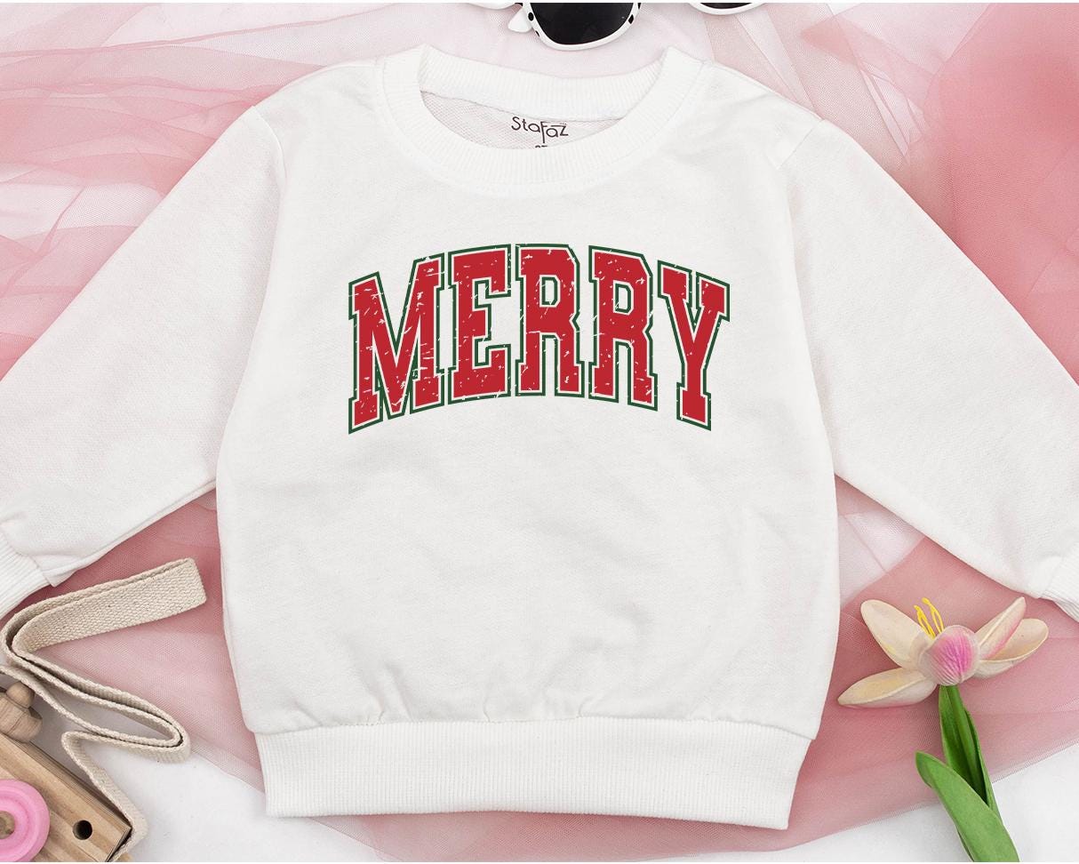 Merry Christmas Baby Romper Cute Xmas Outfit Family Matching Sweatshirt Festive Red Green Block Text Newborn Clothes