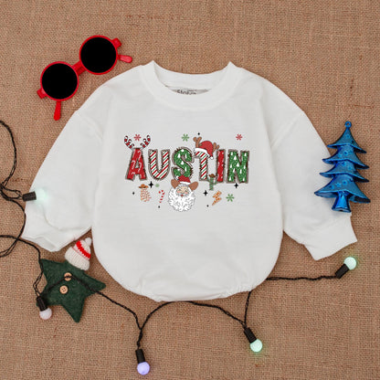 Personalized First Christmas Baby Outfit: Bodysuit & Romper Gift