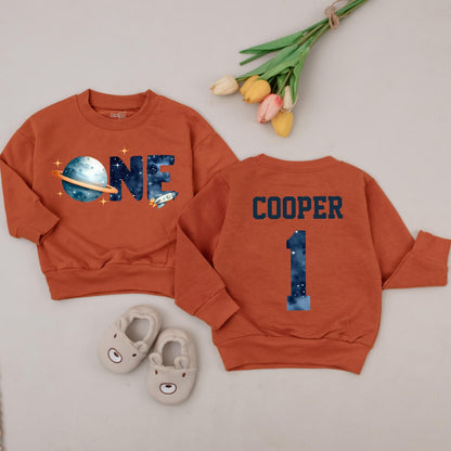 Space-Themed 1st Birthday Sweatshirt | One Trip Around the Sun