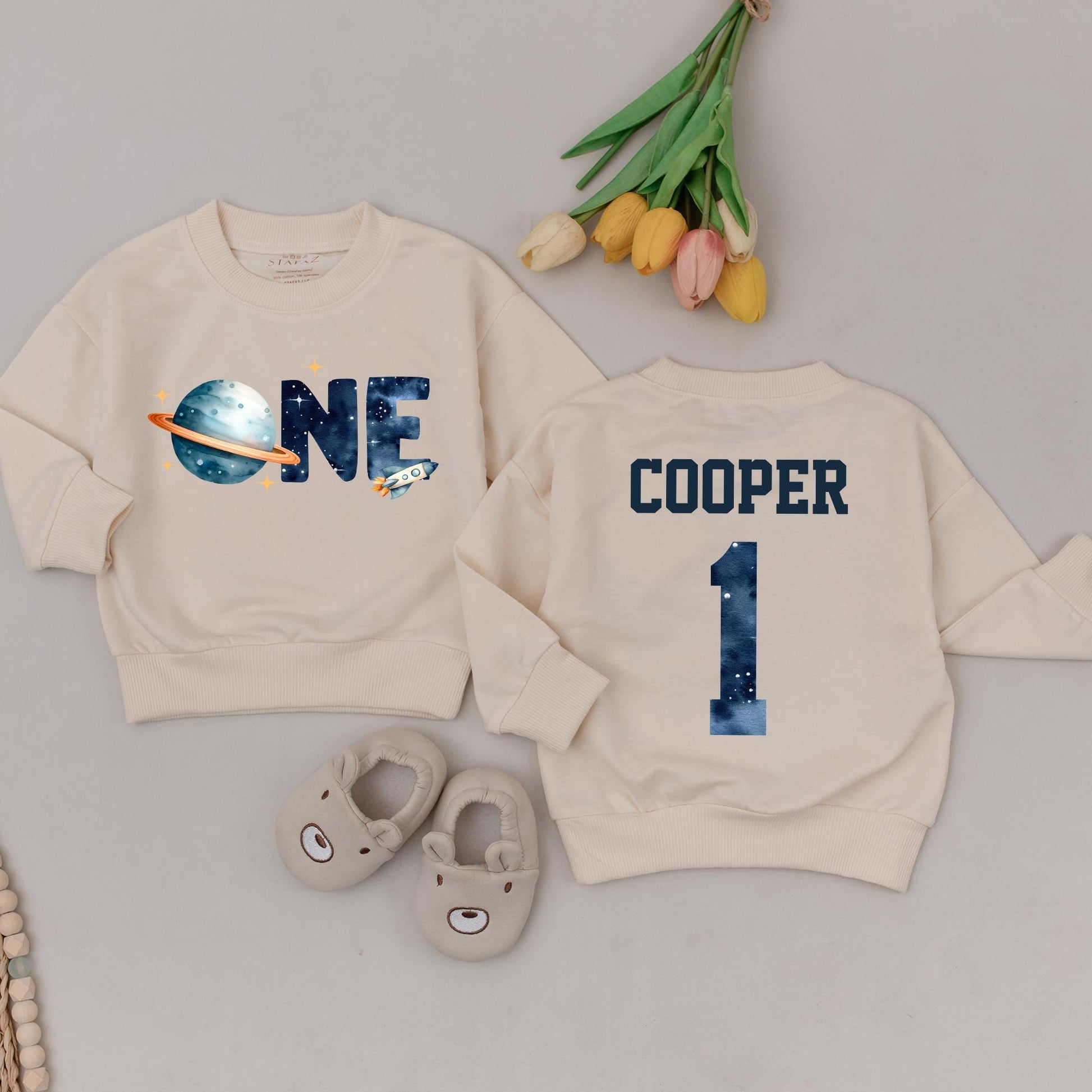 Space-Themed 1st Birthday Sweatshirt | One Trip Around the Sun