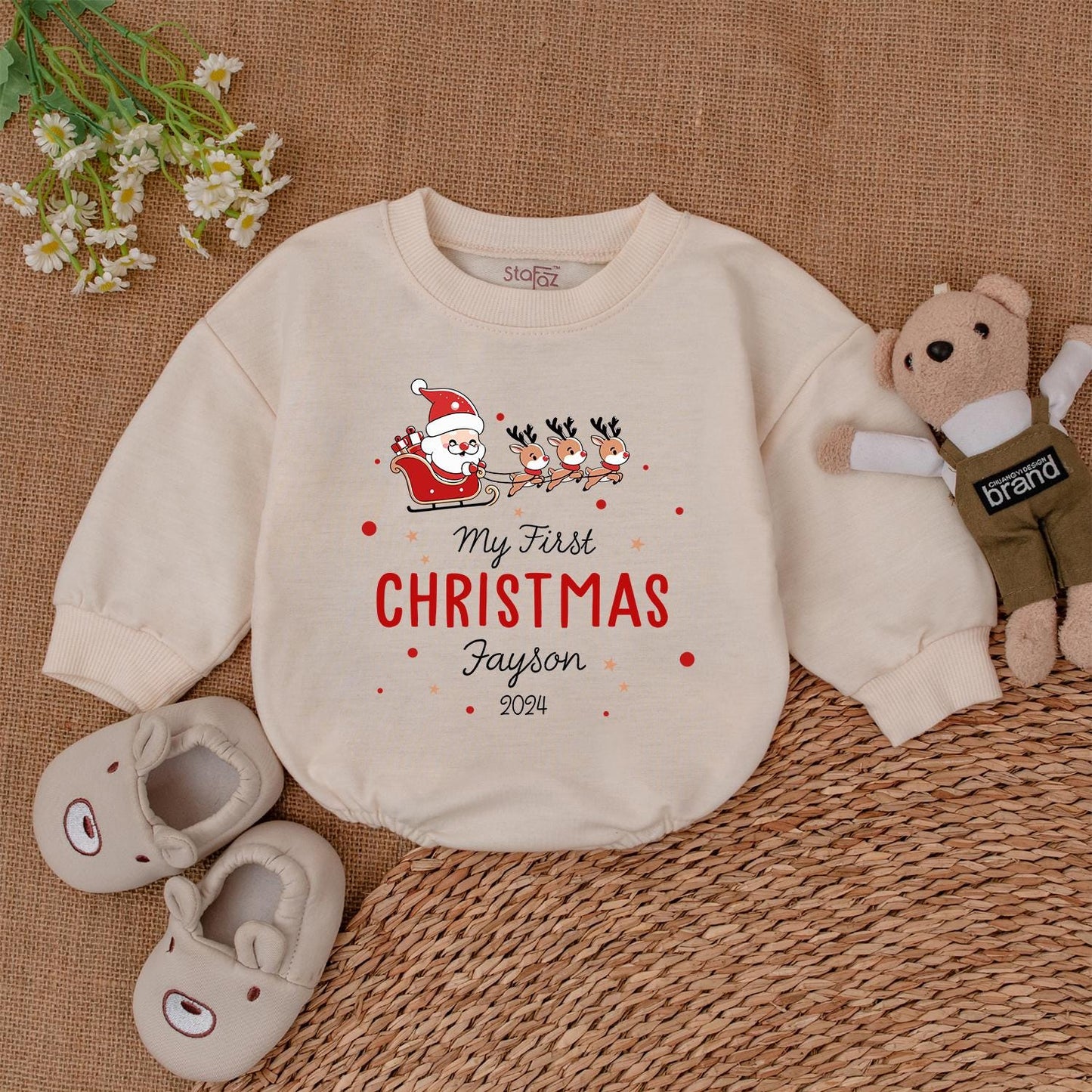 Custom Baby's 1st Christmas Romper & Bodysuit | Newborn Gift