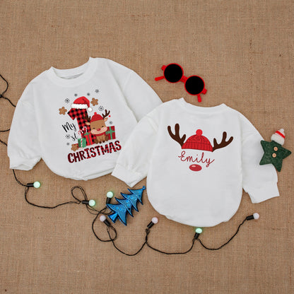 Baby's First Christmas Bodysuit - Custom Name Holiday Outfit & Gift