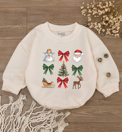 Vintage Holiday Romper: Baby's First Christmas, Unisex Gift 