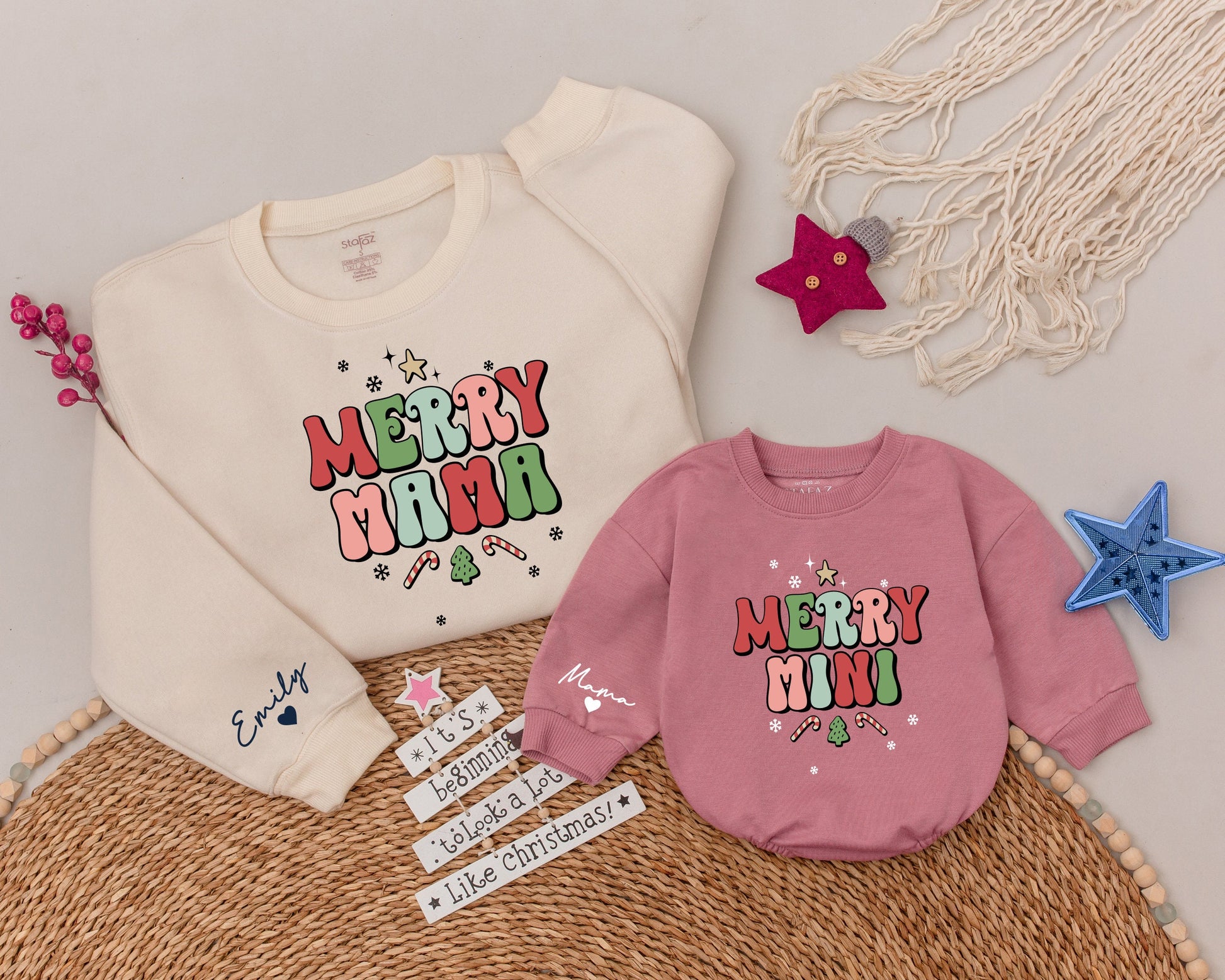 Mom and Mini Matching Christmas Sweatshirts: Merry Mama and Mini