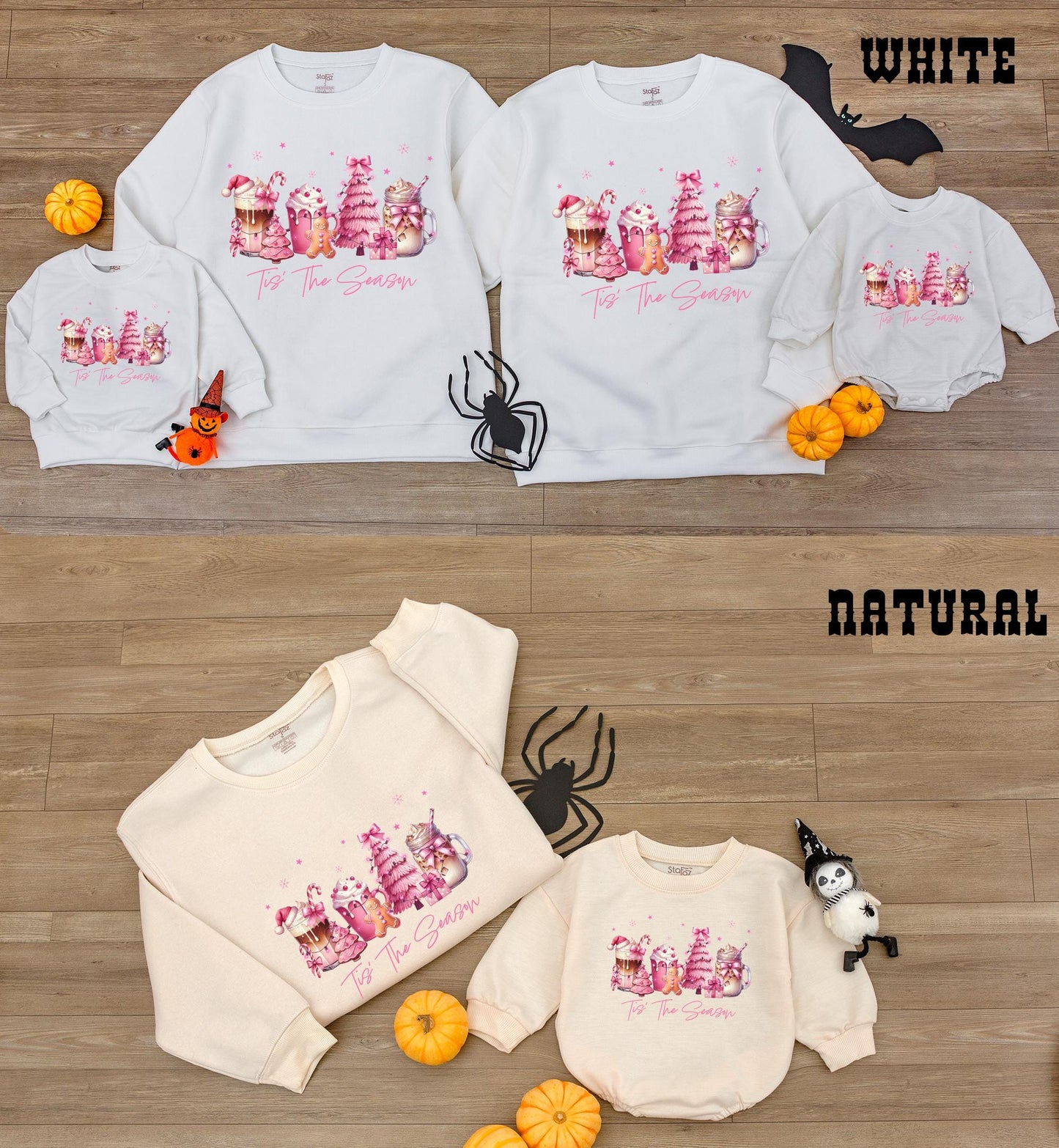 Holiday Baby Outfit: Pink Bow Romper & Family Sweatshirt Set