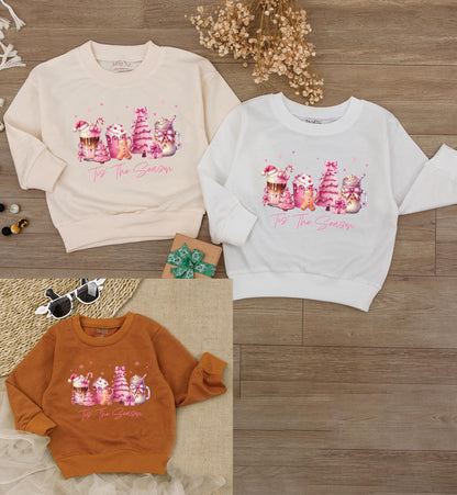 Holiday Baby Outfit: Pink Bow Romper & Family Sweatshirt Set