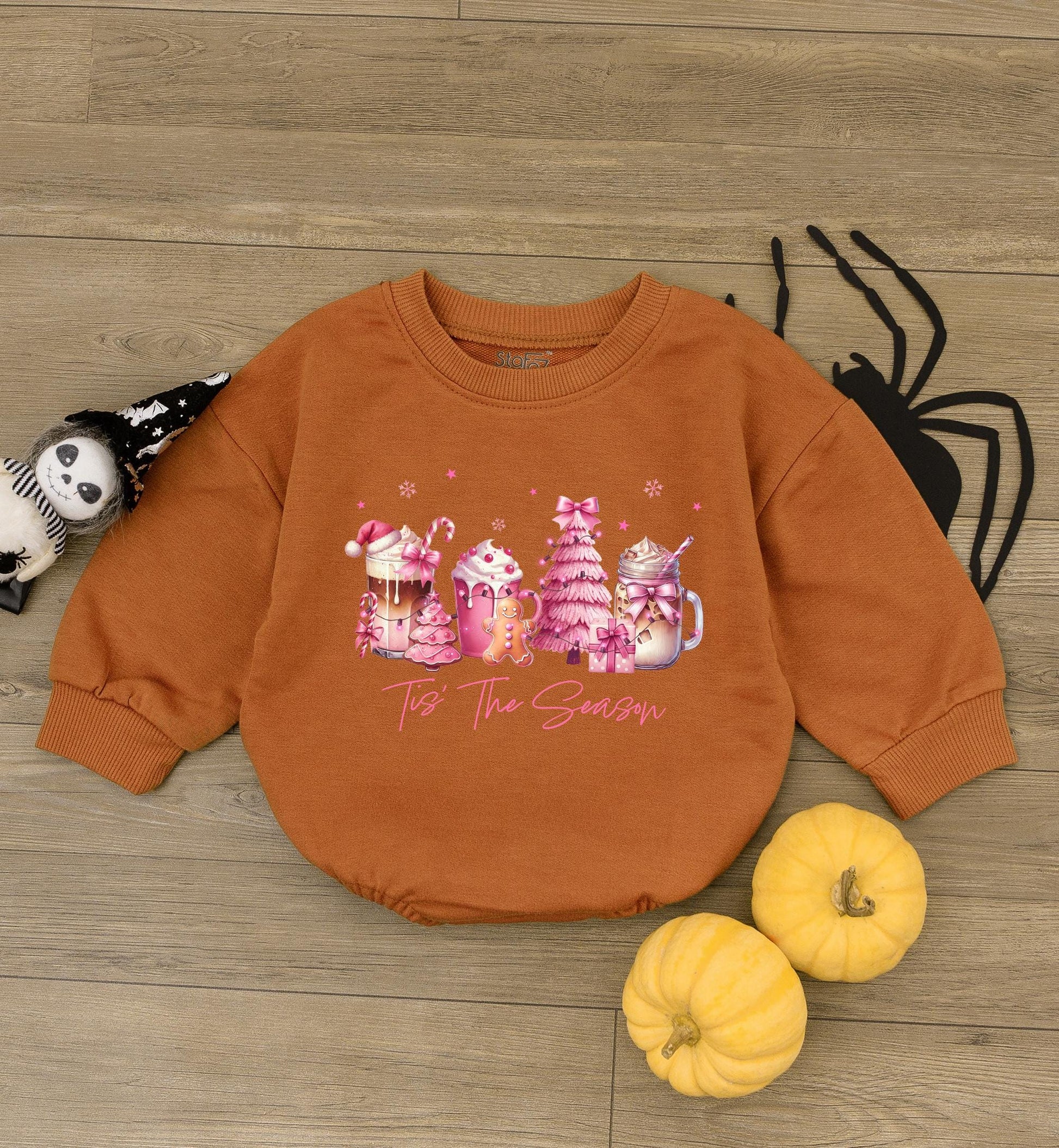 Holiday Baby Outfit: Pink Bow Romper & Family Sweatshirt Set