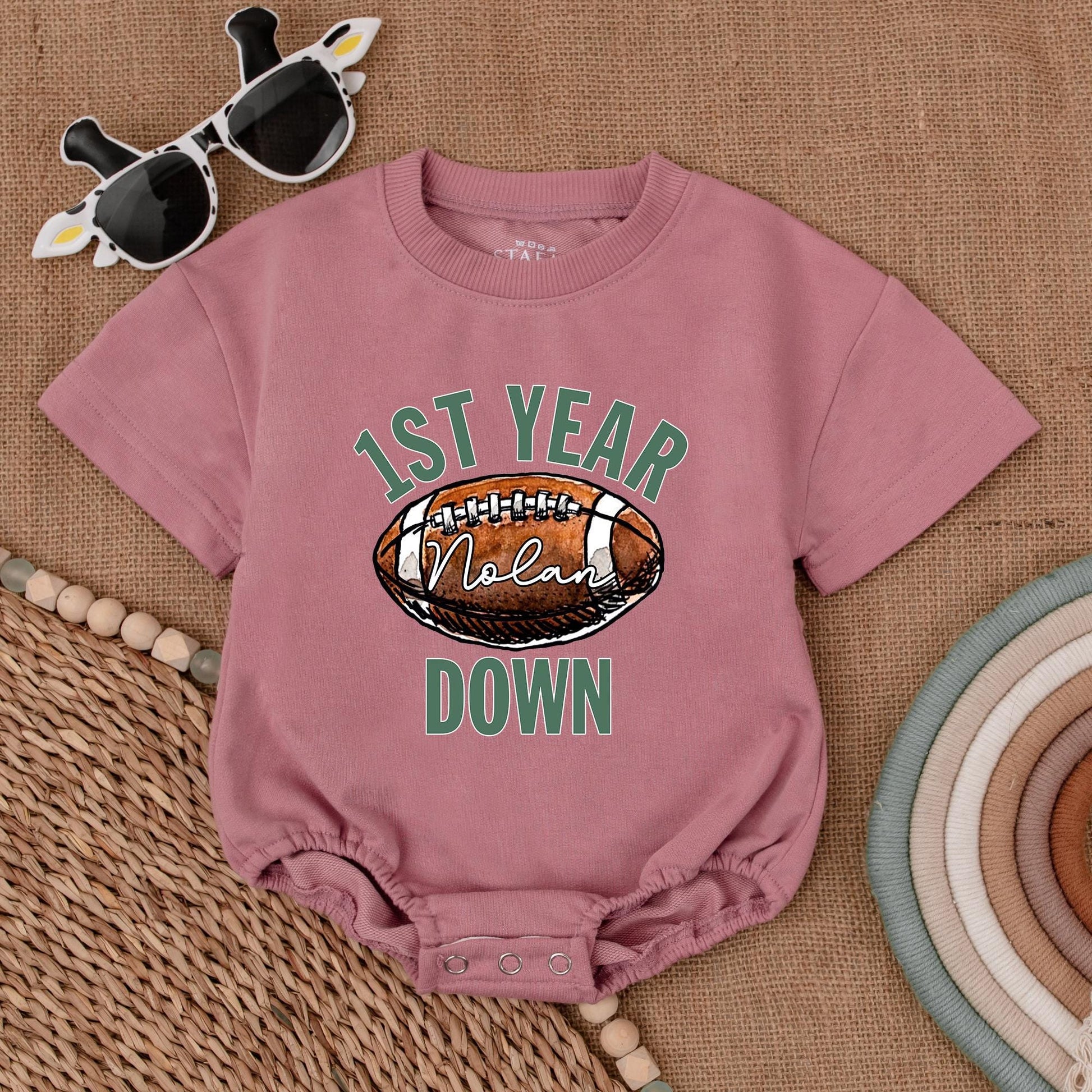 Football 1st Birthday Romper, Personalized Baby Boy Outfit Gift