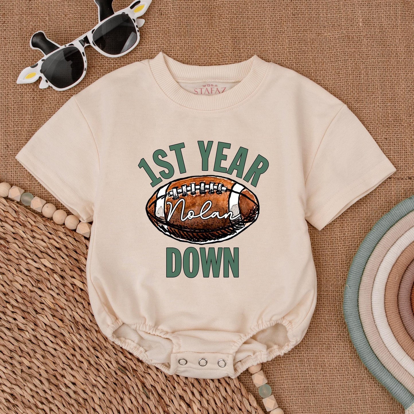 Football 1st Birthday Romper, Personalized Baby Boy Outfit Gift