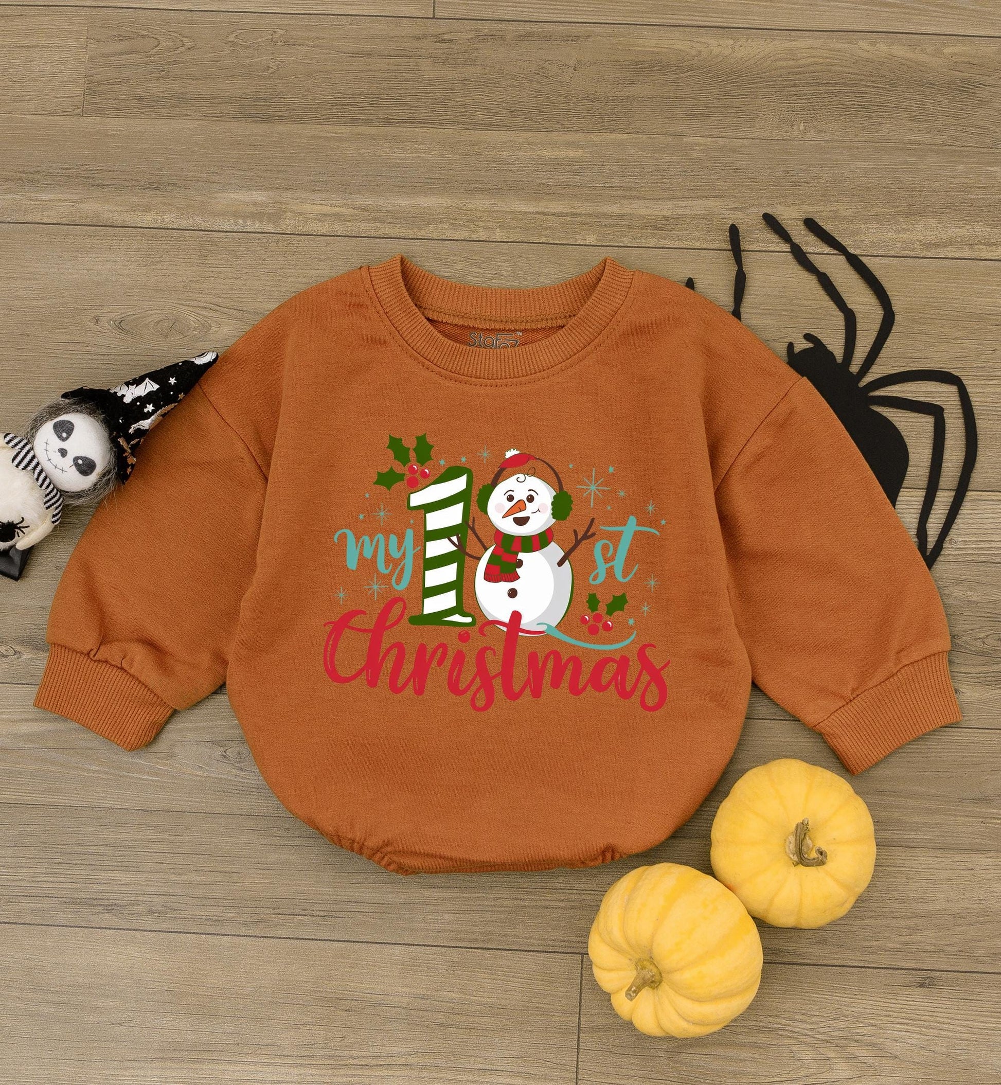 Baby’s 1st Christmas Romper | Cute Snowman Bubble Outfit Gift