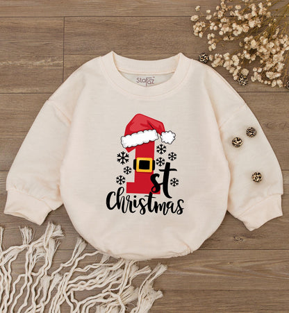 Baby's First Christmas Romper - Cute Santa Bodysuit Gift