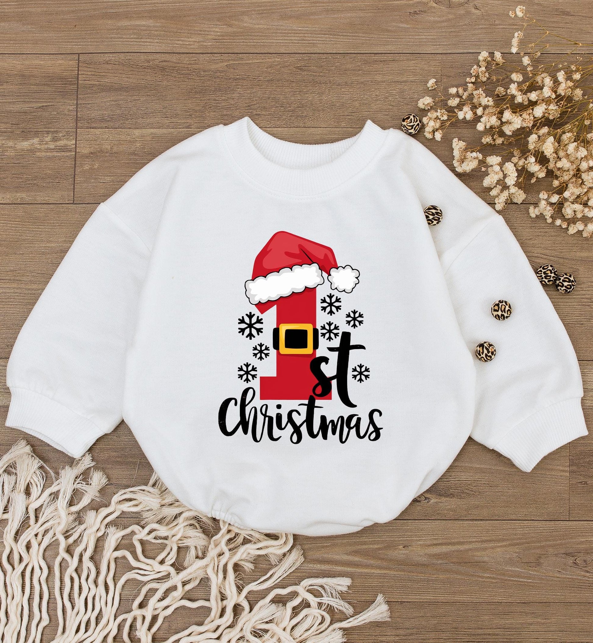 Baby's First Christmas Romper - Cute Santa Bodysuit Gift