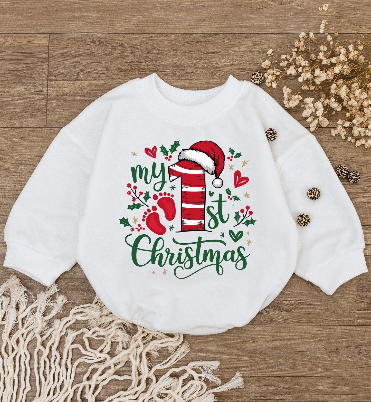 Baby's 1st Christmas Santa Romper - Cute Holiday Bodysuit Gift