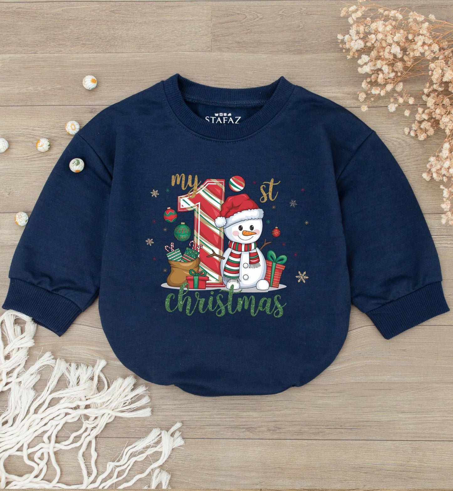 Baby's 1st Christmas Romper: Cute Snowman & Santa Bodysuit Gift