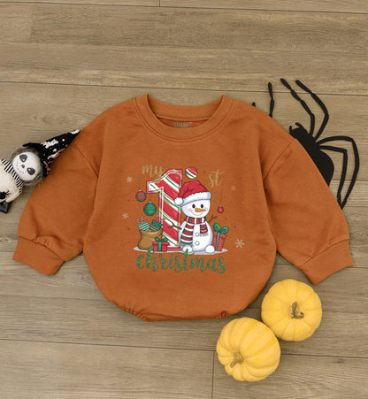 Baby's 1st Christmas Romper: Cute Snowman & Santa Bodysuit Gift