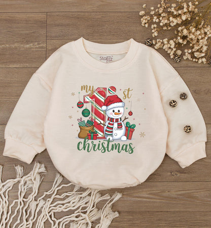 Baby's 1st Christmas Romper: Cute Snowman & Santa Bodysuit Gift