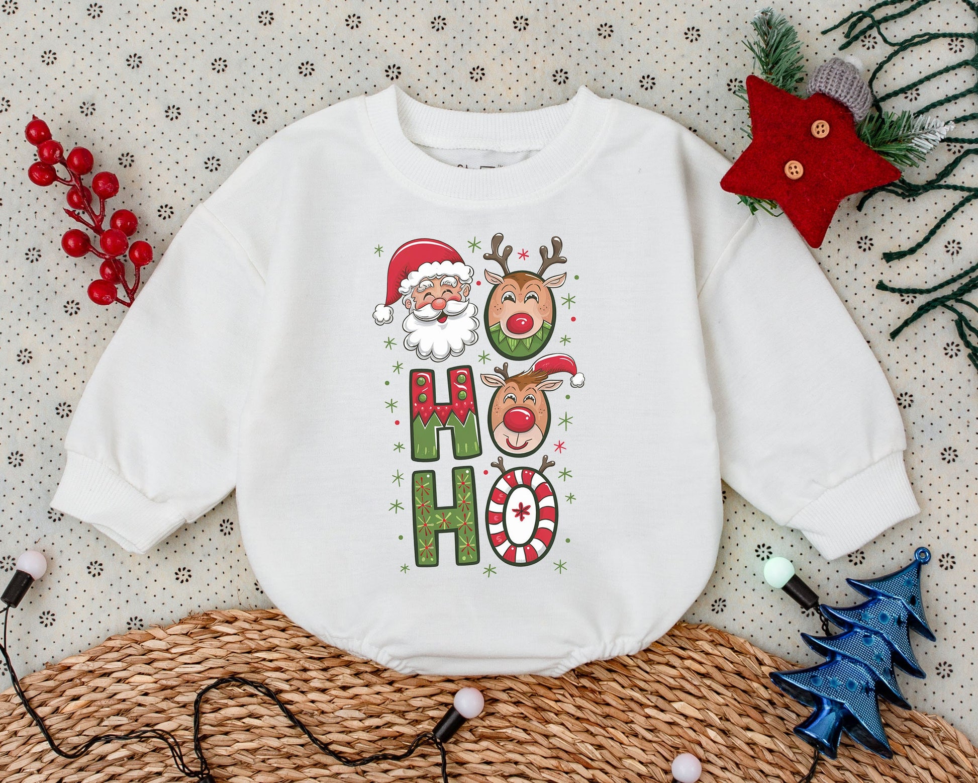 Vintage Reindeer Romper: Groovy First Christmas Baby Outfit