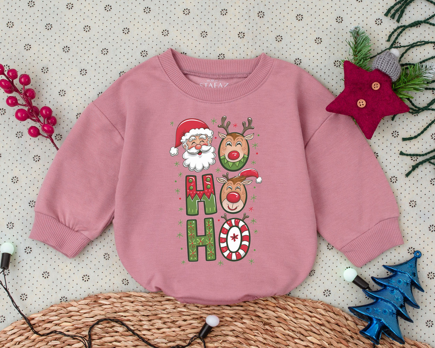 Vintage Reindeer Romper: Groovy First Christmas Baby Outfit