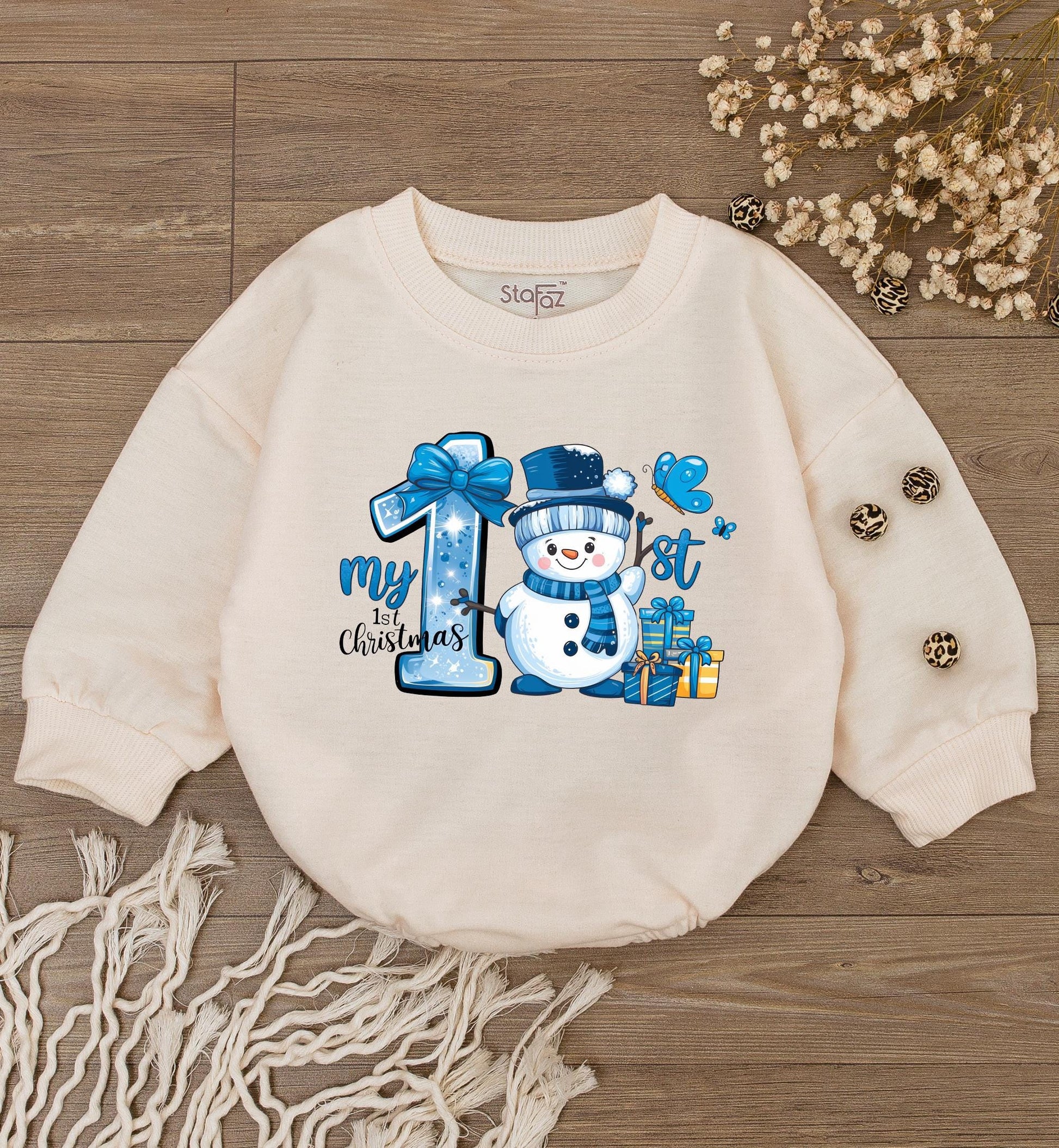 Baby’s 1st Christmas Bodysuit Romper - Cute Snowman Outfit Gift