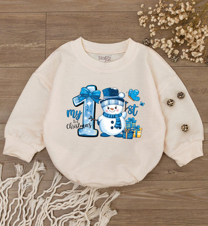 Baby’s 1st Christmas Bodysuit Romper - Cute Snowman Outfit Gift