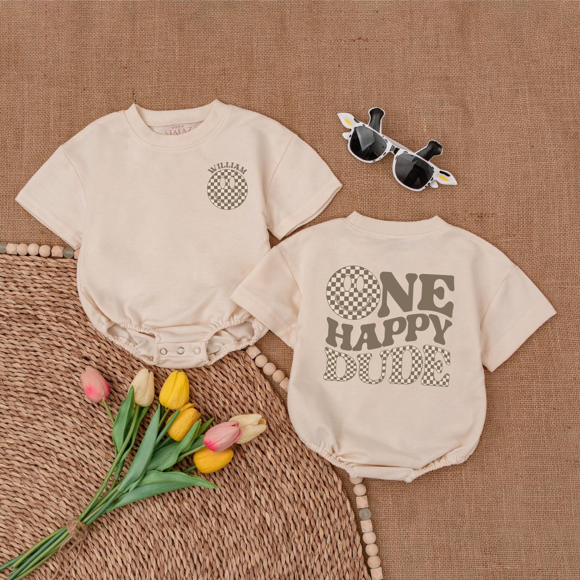 "Custom 'One Happy Dude' Romper – Perfect 1st Birthday Outfit Gift"