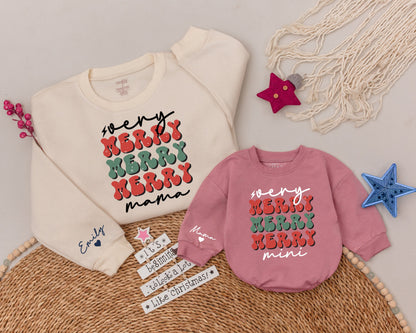 Matching Mom & Mini Christmas Sweaters: Custom Name Option Available