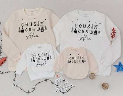 Custom Retro Christmas Cousin Crew Sweatshirts – Family Matching