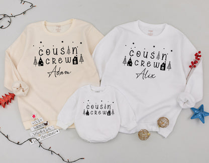 Custom Retro Christmas Cousin Crew Sweatshirts – Family Matching