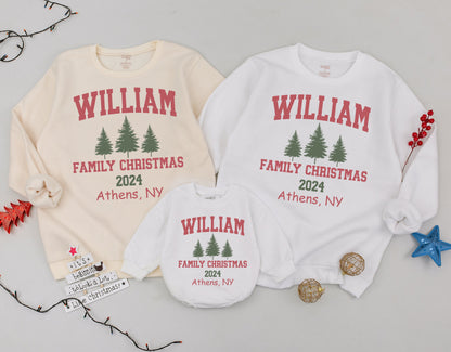 Matching Retro Christmas Sweaters for Family, Personalized Names  