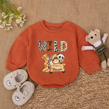 Safari Wild One Romper - Personalized Jungle 1st Birthday Outfit